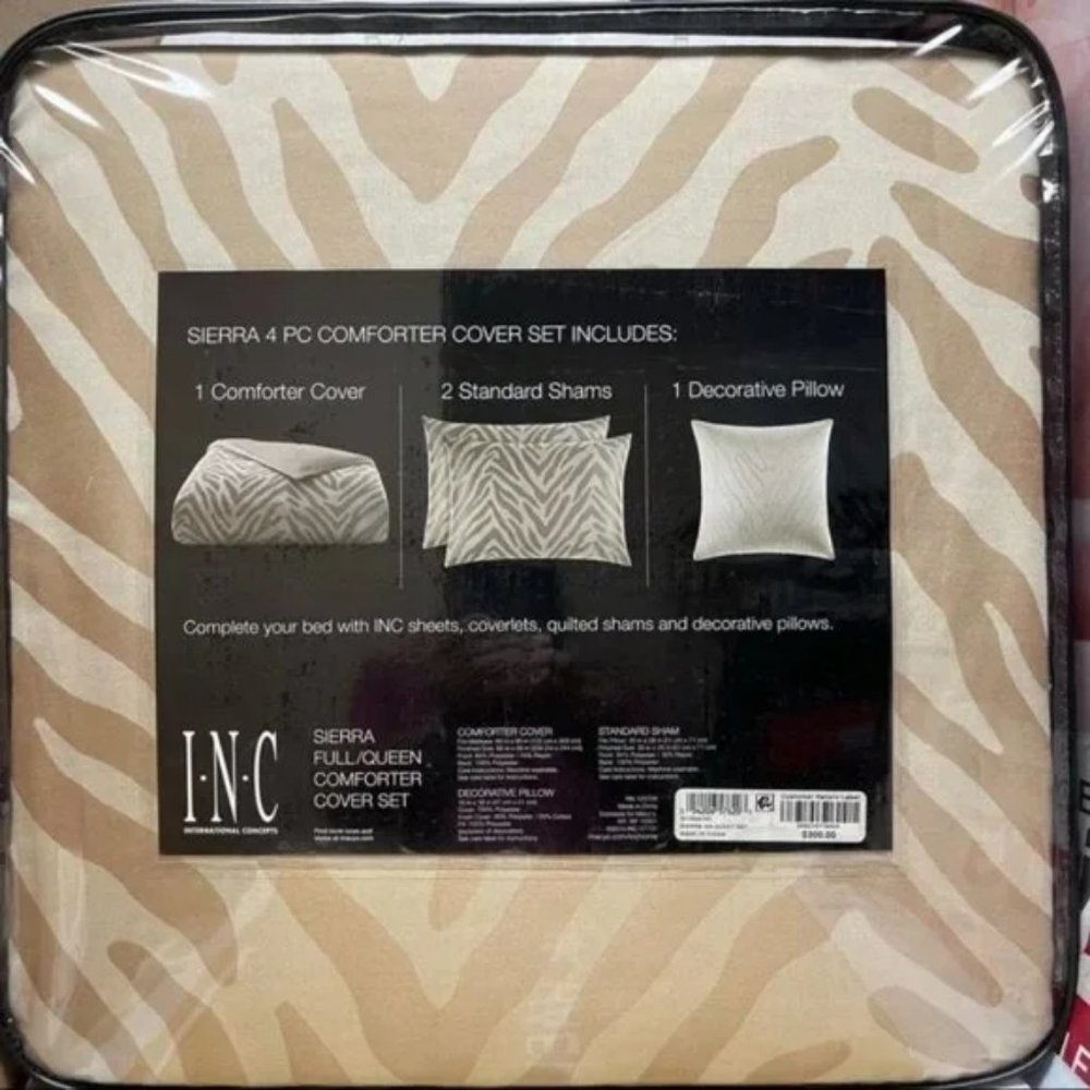 BNIB INC Sierra 4 pc comforter cover set Gold Beige Queen size